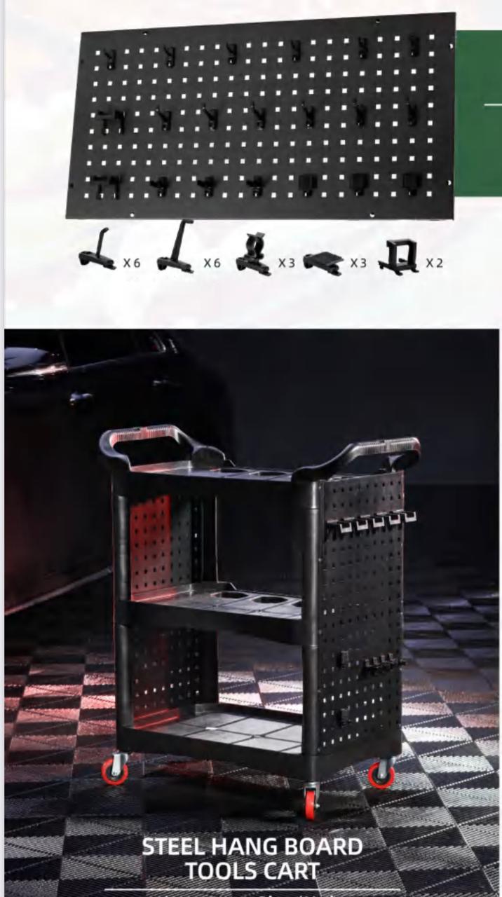 KLCB KA-G038-B Steel Pegboard Detailing Tool Cart