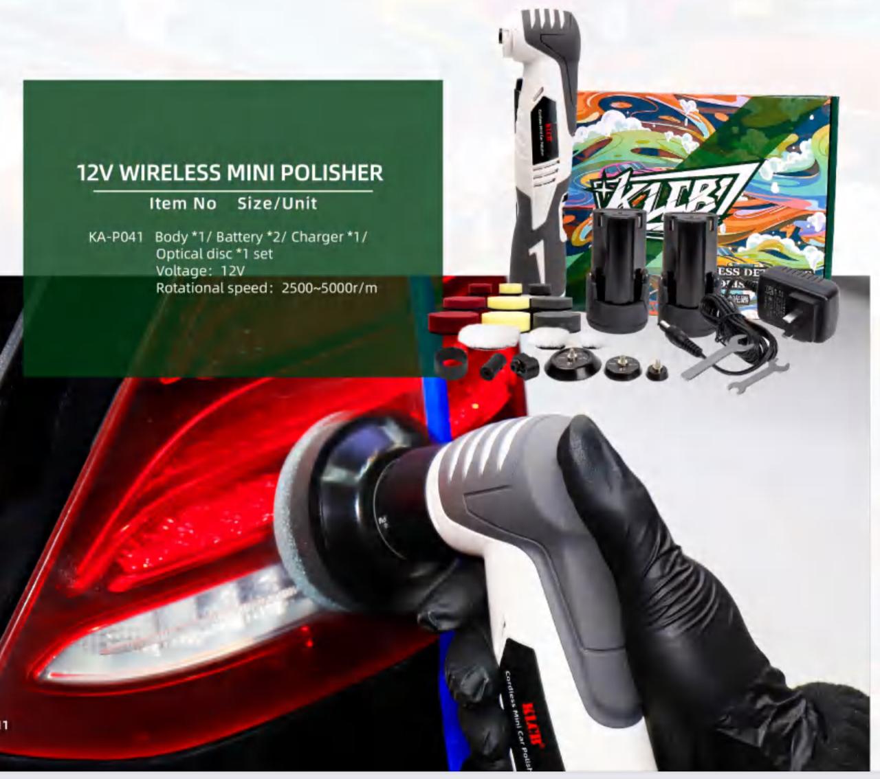 KLCB KA-P041 12V Wireless Mini Polisher Extended Kit